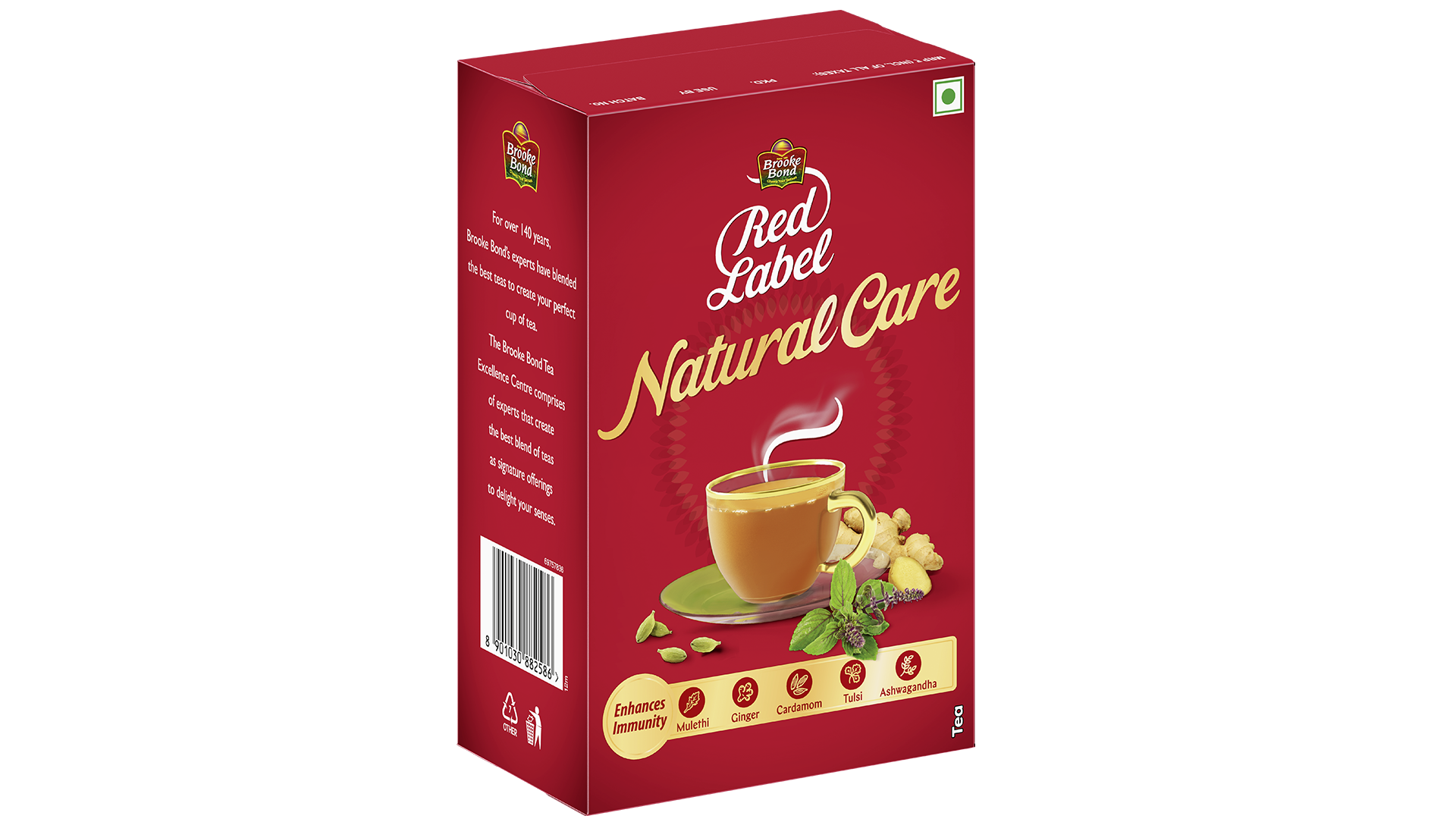 A box of Brooke Bond Red Label Natural Care tea