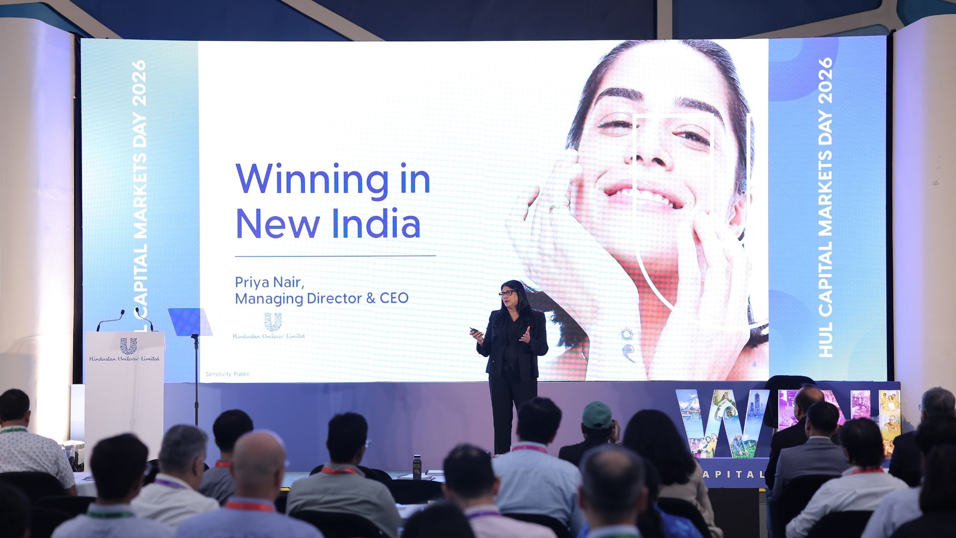 Speaker presents HUL business segments and revenue figures at Capital Markets Day 2026.