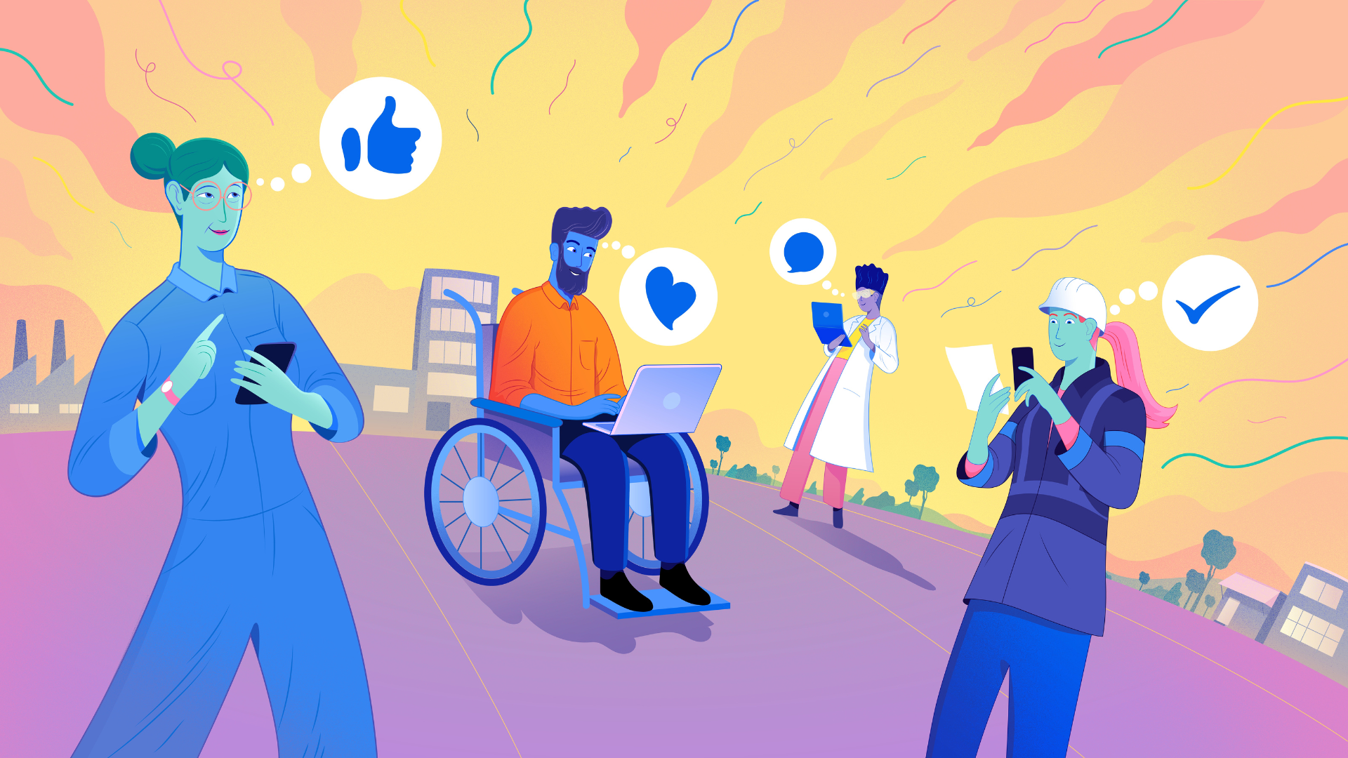 People looking at their gadget screen