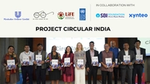 Senior representatives from MoEFCC, MoHUA, MoSJE and leaders from Hindustan Unilever Limited, UNDP India and Xynteo seated at UN House launch of the Circular India : An Awareness to Action toolkit.