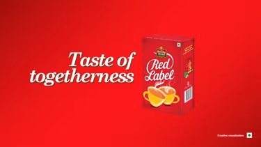 A packshot of Brooke Bond Red Label tea against a red horizontal background