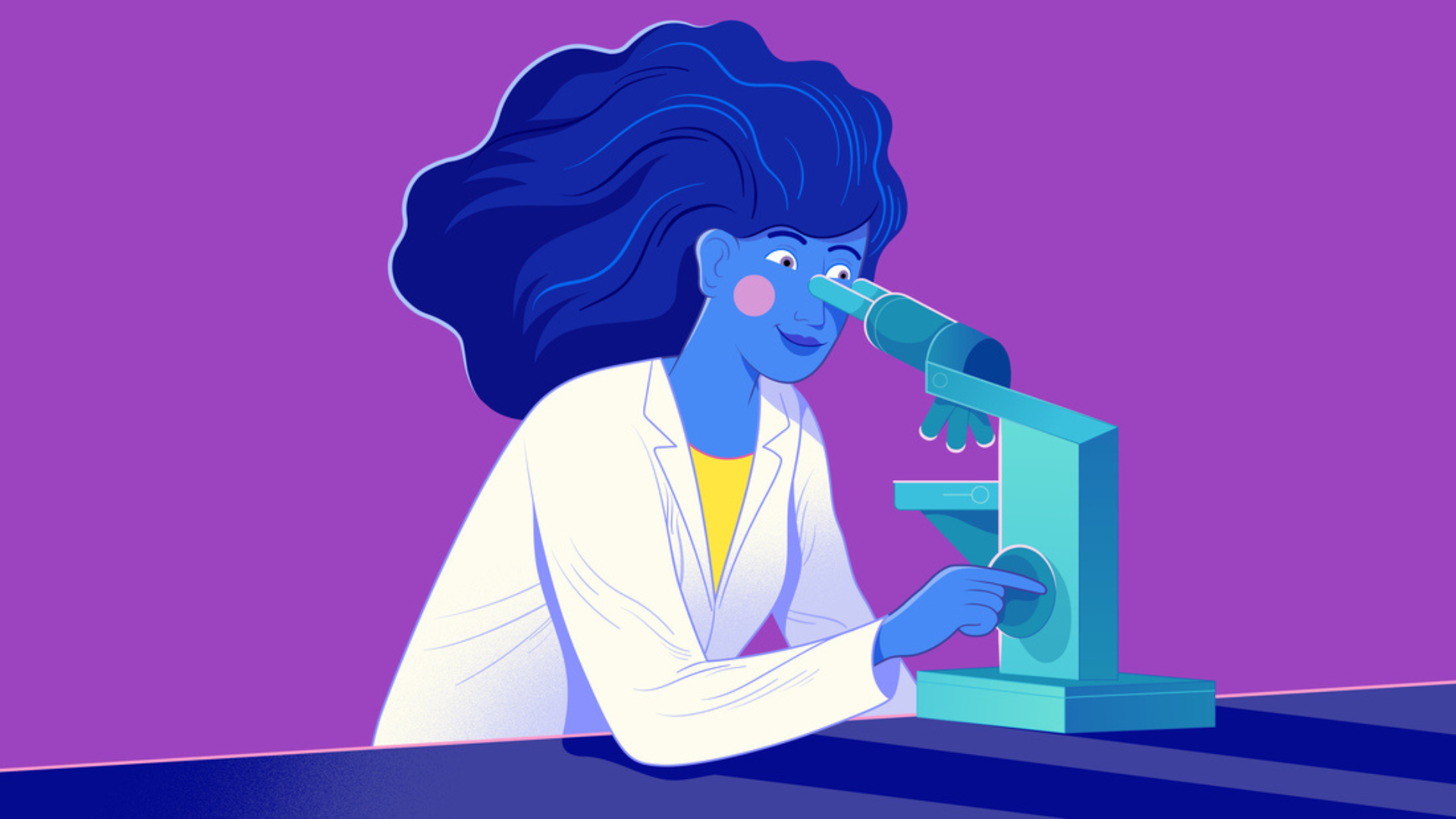 A woman scientist looking at a microscope
