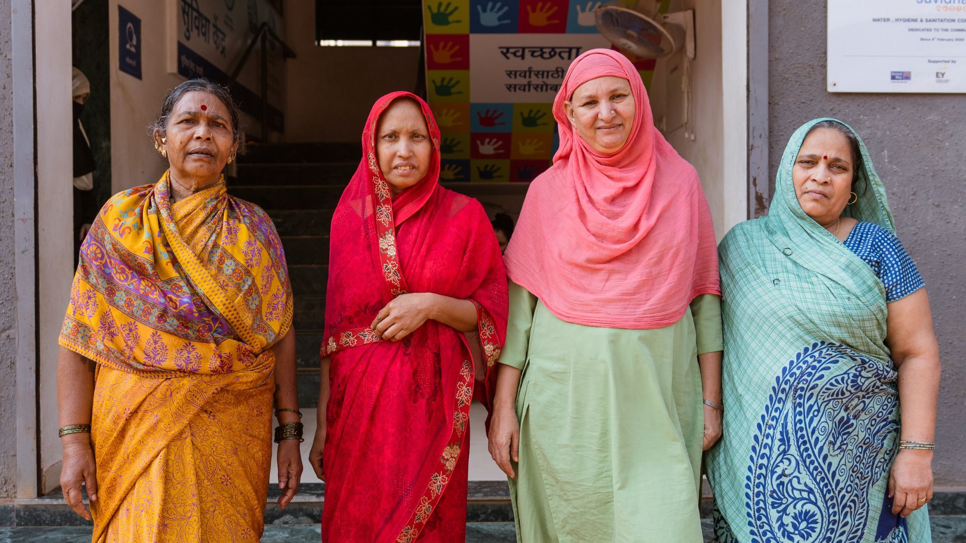 A group of women outside HUL Suvidha centre