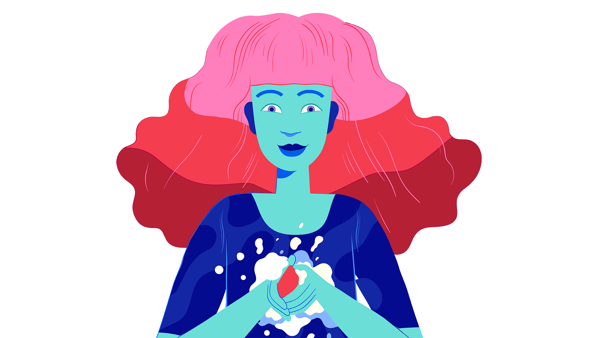 Graphic of a woman using soap to wash her hands