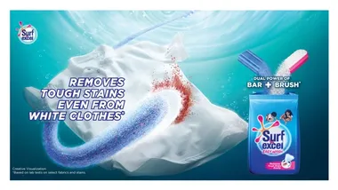 A white t-shirt and a pack of Surf Excel easy wash.