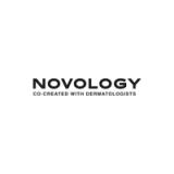 Novology logo in black, with text below says co-created with dermatologists