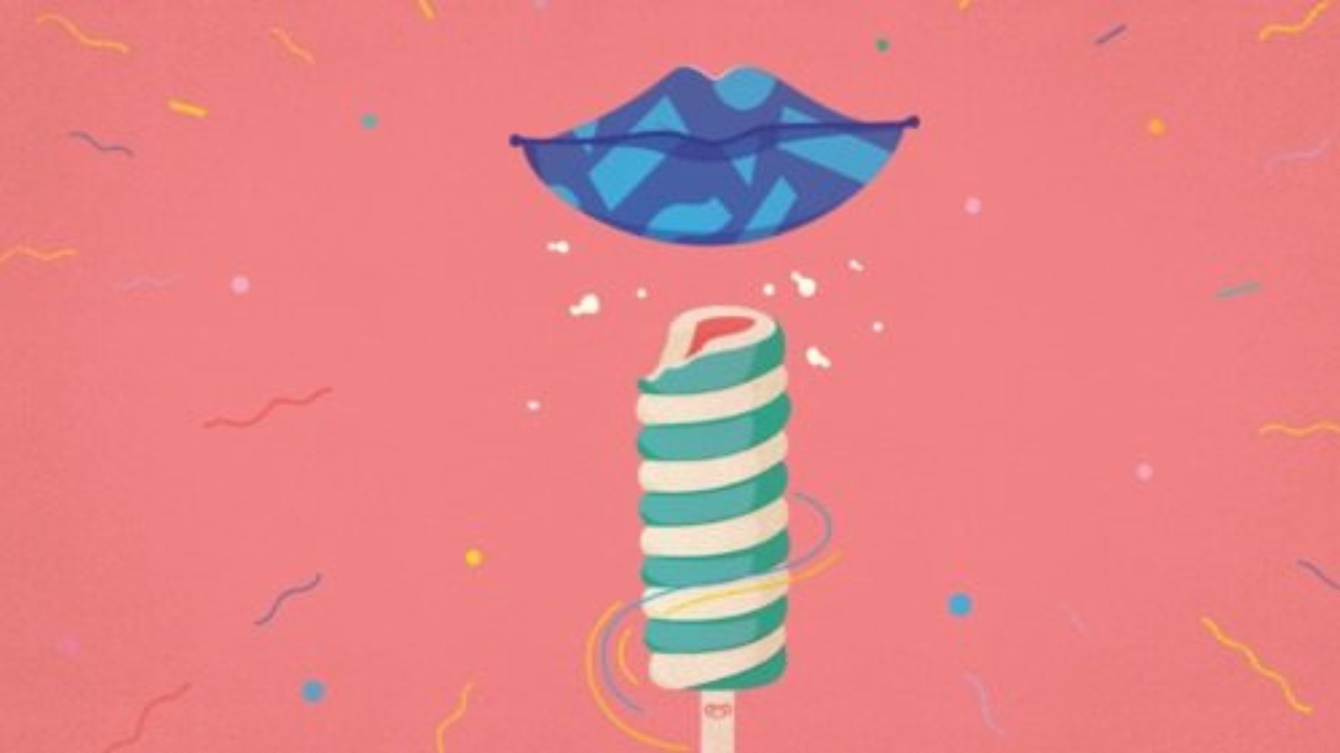 Illustration of a Twister ice cream and blue lips
