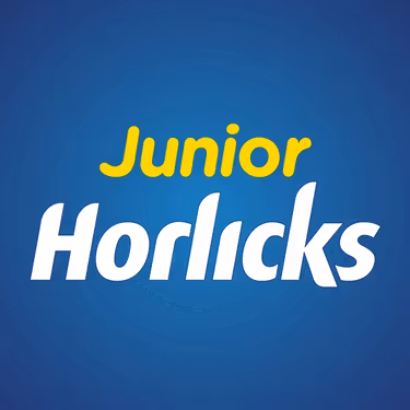 Junior Horlicks logo with blue background