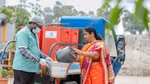 A waste worker segregating waste at Prabhat community waste management centre.