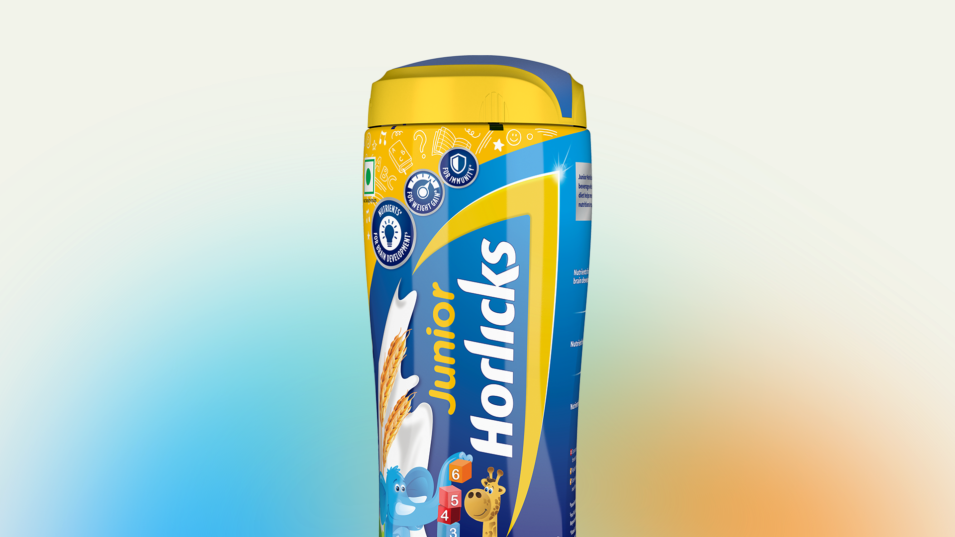 Junior Horlicks packaging.