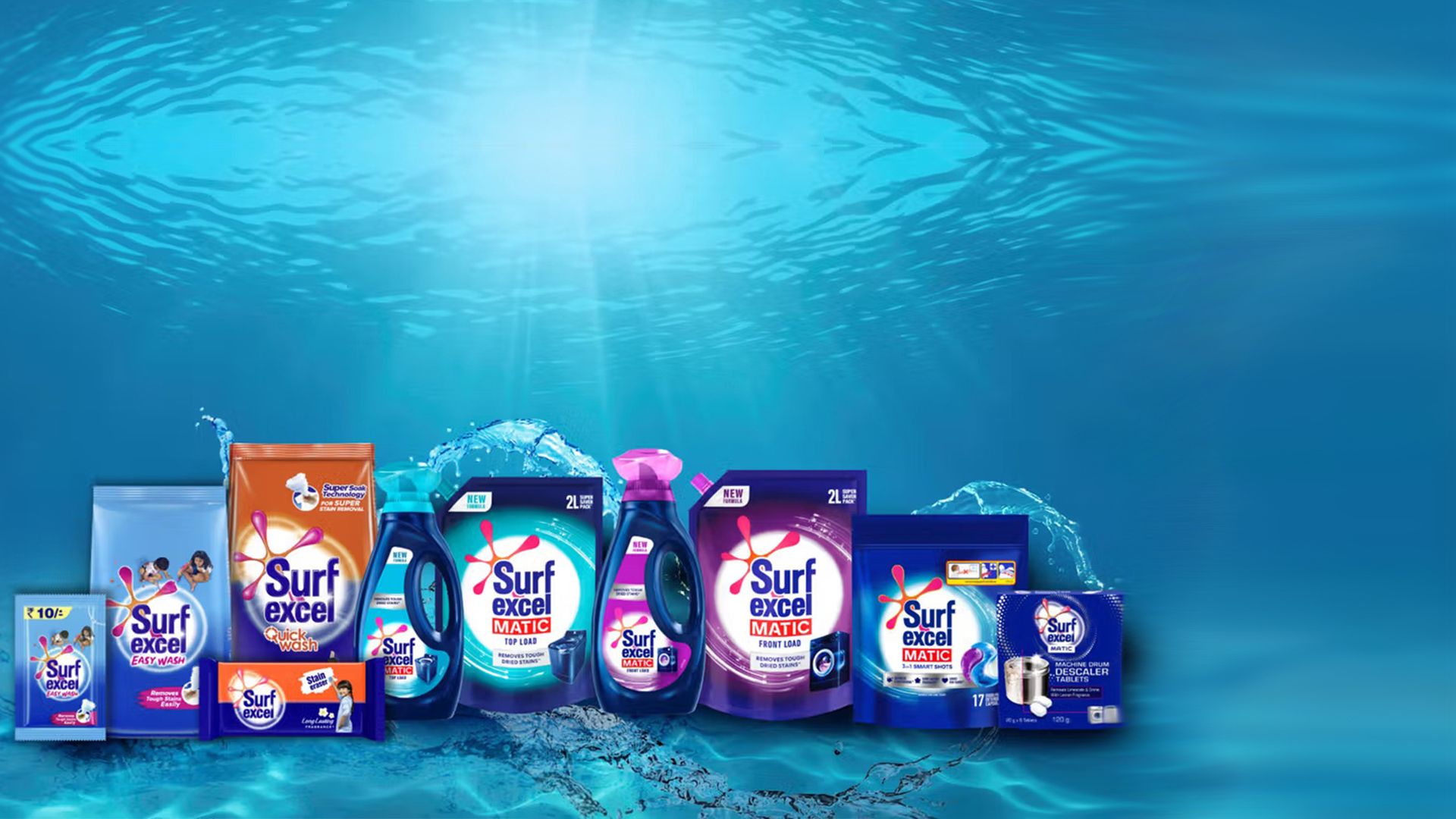 A selection of Surf packshots underwater